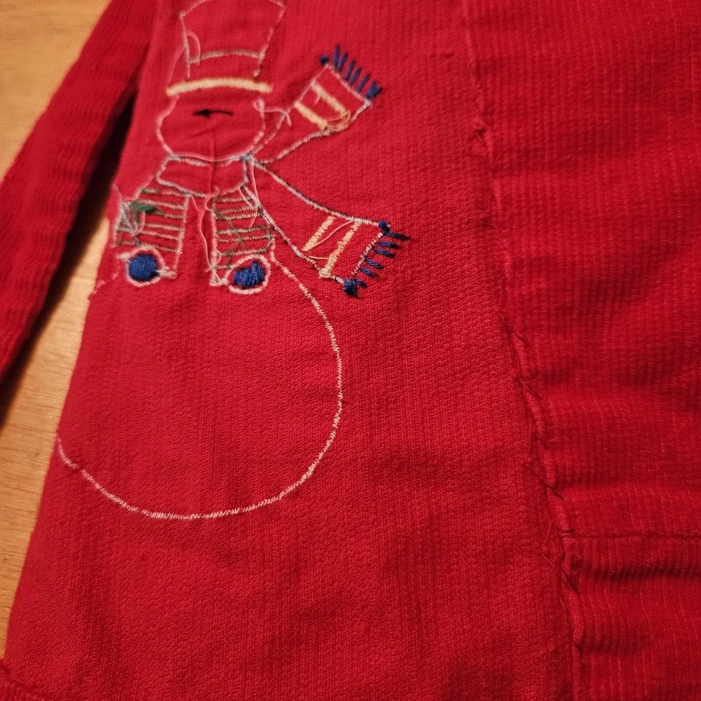 Vintage 60's B.Forman Co. Made In Italy Toddlers‎ Red Corduroy Cover Snowman
